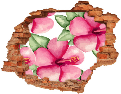 Adesivo con buco sbrecciato Un paradiso di fiori dietro il muro