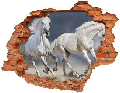 Adesivo murale buco 3D Un cavallo bianco in fuga