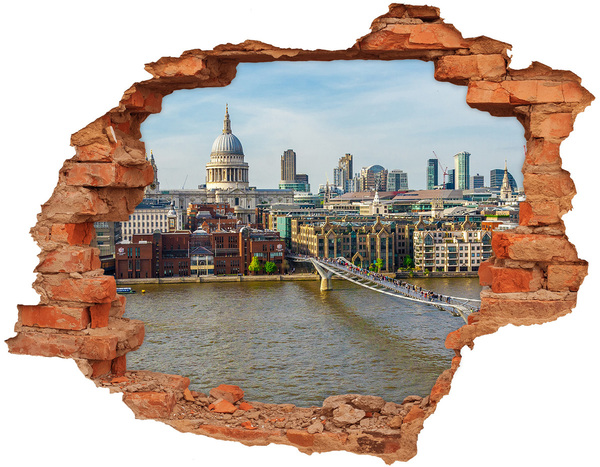 Adesivo murale buco 3D Vista di Londra attraverso un buco nel muro