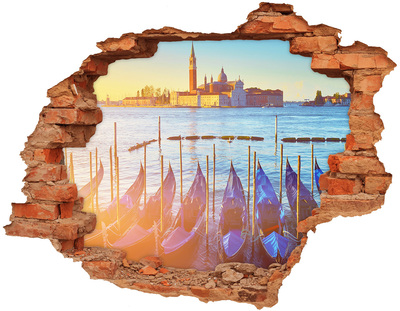 Adesivo murale buco 3D Venezia alla luce del tramonto