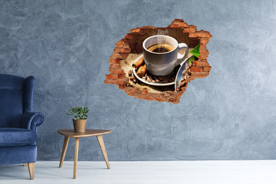 Adesivo murale buco 3D Caffè con cannella