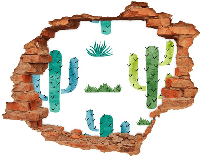 Adesivo murale buco 3D Paesaggio verde con cactus