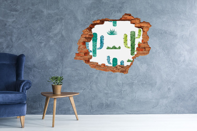 Adesivo murale buco 3D Paesaggio verde con cactus