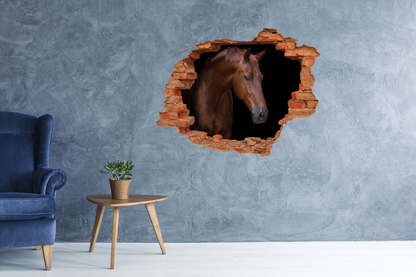 Adesivo murale buco 3D Un cavallo in un muro crollato