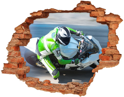 Adesivo effetto buco nel muro Gara motociclistica in corso