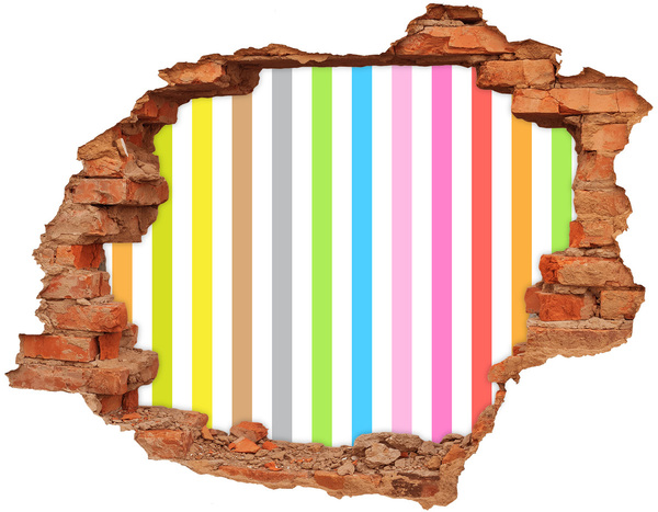 Adesivo effetto buco nel muro Strisce colorate che spuntano da un buco nel muro
