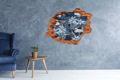 Adesivo con buco sbrecciato Paradiso tropicale con i fenicotteri