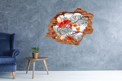 Adesivo con buco sbrecciato Paradiso tropicale dietro le mura