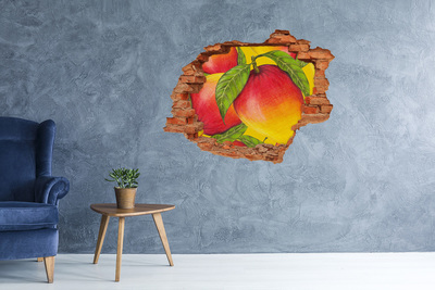Adesivo murale buco 3D Mango succoso nel buco nel muro
