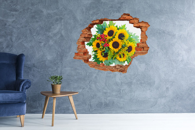 Adesivo murale buco 3D Bouquet di fiori nel buco nel muro