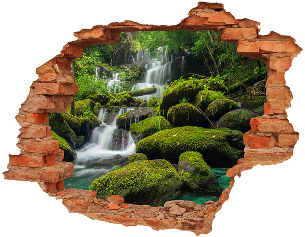 Adesivo effetto buco nel muro Oasi verde con cascata