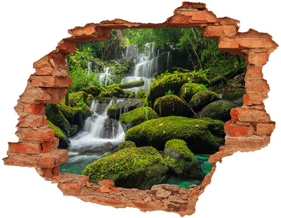 Adesivo effetto buco nel muro Oasi verde con cascata