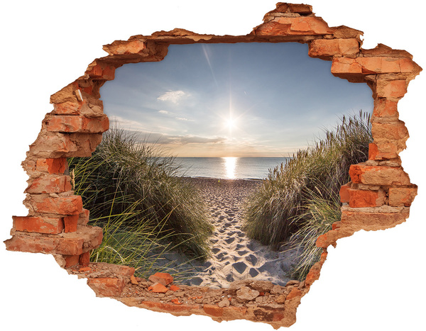 Adesivo murale buco 3D Tramonto sulla spiaggia