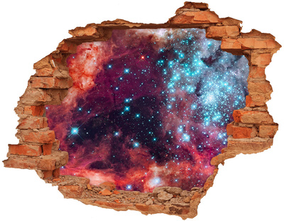 Adesivo murale buco 3D Vista cosmica attraverso un buco nel muro