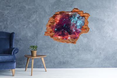 Adesivo murale buco 3D Vista cosmica attraverso un buco nel muro