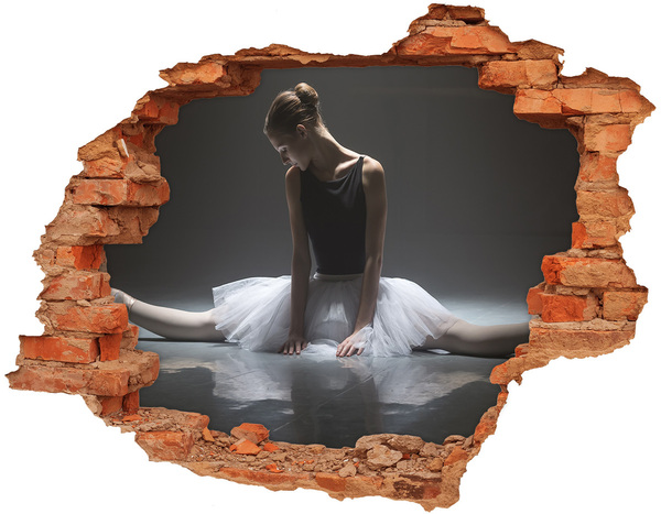 Adesivo murale buco 3D Ballerina in posa da balletto
