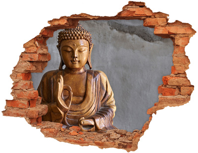 Adesivo murale buco 3D Buddha nel muro in rovina