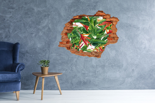 Adesivo con buco sbrecciato Paradiso tropicale dietro le mura