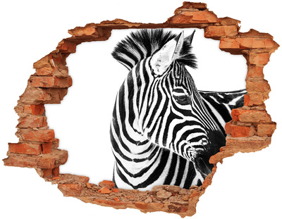 Adesivo con buco sbrecciato Zebra in un buco nel muro