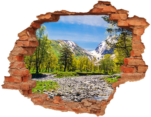 Adesivo effetto buco nel muro Paesaggio montano con un fiume