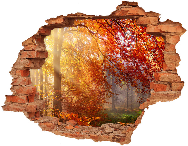 Adesivo murale buco 3D Autunno dorato nella foresta