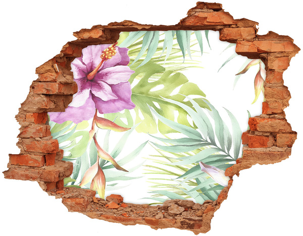Adesivo murale buco 3D Paradiso tropicale dietro le mura