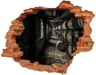 Adesivo effetto buco nel muro Interno della cantina delle botti