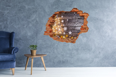 Adesivo effetto buco nel muro Paesaggio invernale con decorazioni natalizie