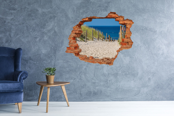 Adesivo murale buco 3D Spiaggia tropicale con vista mare