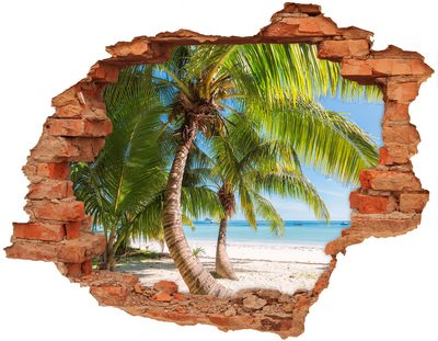 Adesivo murale buco 3D Spiaggia tropicale con palme