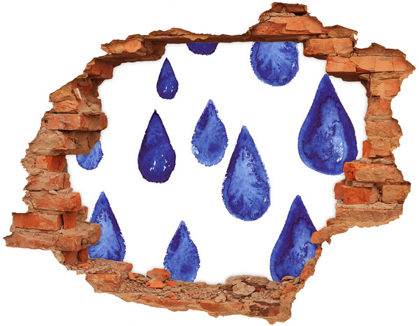 Adesivo murale buco 3D Gocce d'acqua sul muro