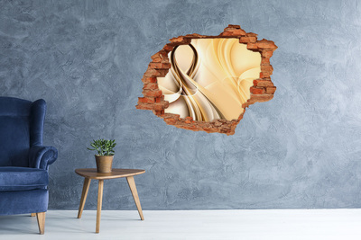 Adesivo murale buco 3D Astrazione dorata in un buco nel muro