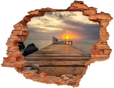 Adesivo murale buco 3D Tramonto sul molo