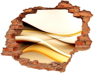Adesivo con buco sbrecciato Onde dorate in un buco nel muro