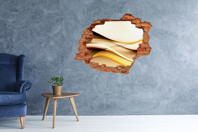 Adesivo con buco sbrecciato Onde dorate in un buco nel muro