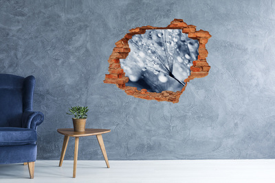 Adesivo murale buco 3D Gocce di rugiada su un dente di leone