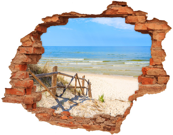 Adesivo murale buco 3D Vista della spiaggia sul mare