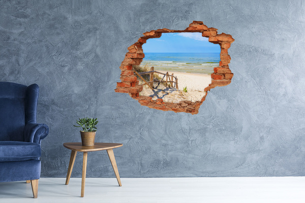 Adesivo murale buco 3D Vista della spiaggia sul mare