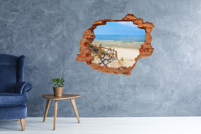 Adesivo murale buco 3D Vista della spiaggia sul mare