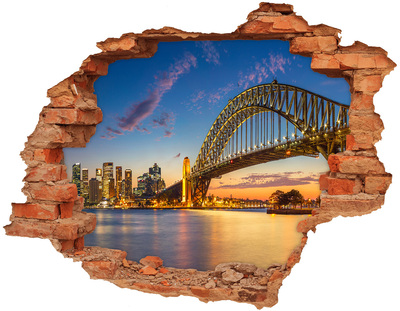 Adesivo effetto buco nel muro Il ponte di Sydney al tramonto