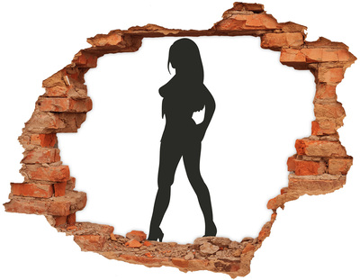 Adesivo effetto buco nel muro Un buco nel muro con la silhouette di una donna