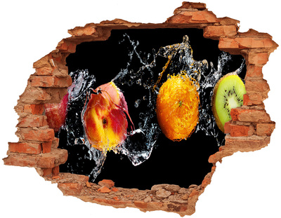 Adesivo effetto buco nel muro Esplosione fruttata in acqua