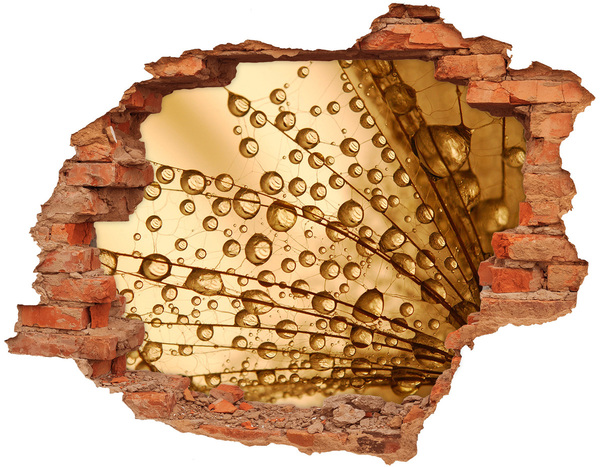 Adesivo effetto buco nel muro Una goccia dorata sullo sfondo di cemento