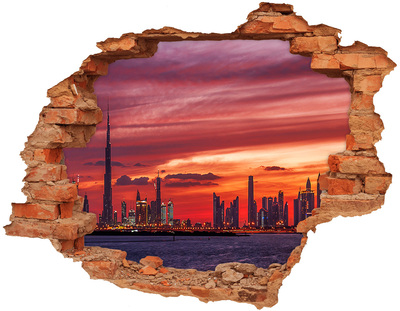 Adesivo effetto buco nel muro Tramonto su Dubai