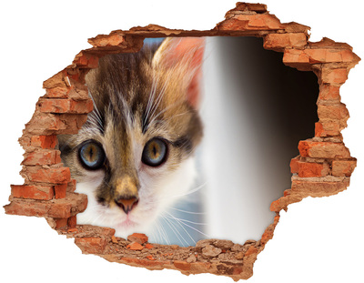 Adesivo effetto buco nel muro Gatto in un buco nel muro