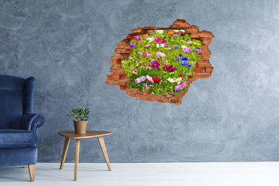 Adesivo murale buco 3D Un paradiso di fiori dietro il muro