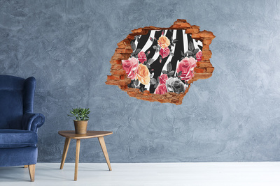 Adesivo effetto buco nel muro Scatto floreale dal cemento