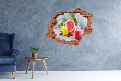 Adesivo murale buco 3D Un paradiso di cocktail fruttati