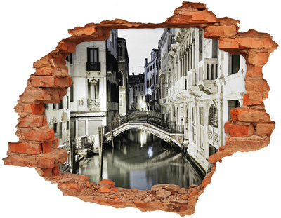 Adesivo effetto buco nel muro Venezia di notte