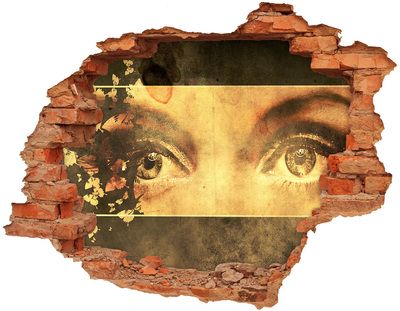 Adesivo con buco sbrecciato Occhi da dietro il muro